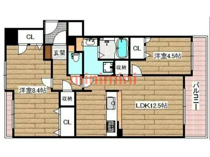 セレブ高槻北園(2LDK/2階)の間取り写真