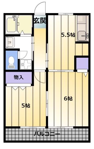 フロンティアI(2DK/2階)の間取り写真