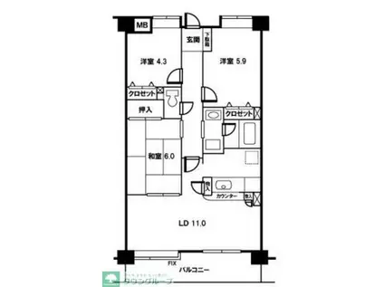 シュティーレ松原(2SLDK/7階)の間取り写真