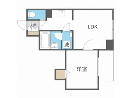 ライオンズプラザ植物園(1LDK/2階)の間取り写真