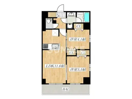 クラウンマンション椿(2LDK/7階)の間取り写真