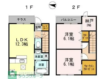 キャトル・セゾン(2SLDK/1階)の間取り写真