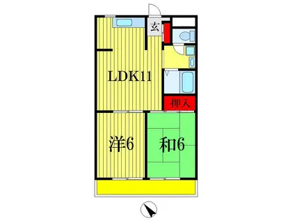 リバーシティハイツ尾形(2LDK/4階)の間取り写真