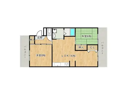 メゾンド-ル諏訪森(2LDK/2階)の間取り写真