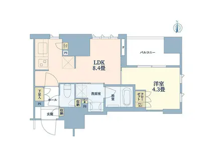 パークホームズ浅草橋(1LDK/9階)の間取り写真