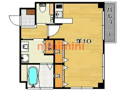 オーティハイツ茨木(ワンルーム/4階)の間取り写真