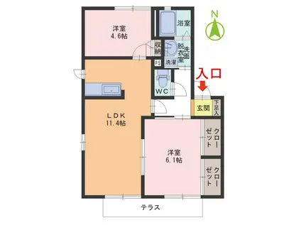 メゾンプロープル(2LDK/1階)の間取り写真