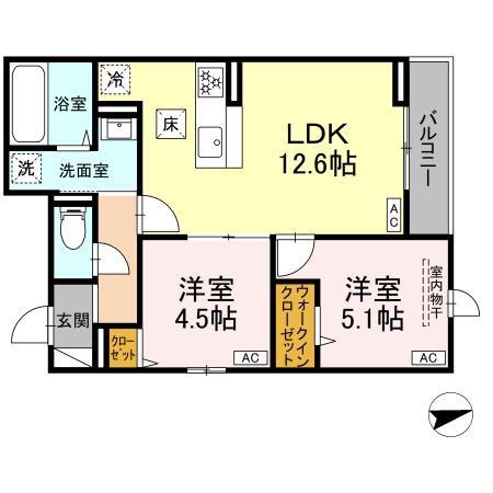 D PAINA EGAWA I(2LDK/1階)の間取り写真