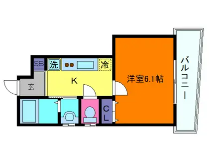 CIEL御影(1K/1階)の間取り写真