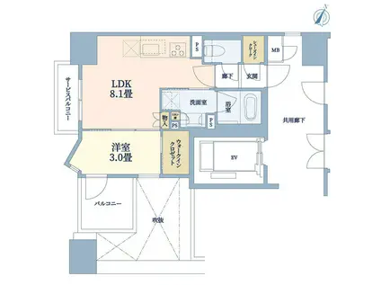 ソルティア大阪同心(1LDK/12階)の間取り写真