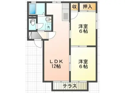 プレシールT IV(2LDK/1階)の間取り写真
