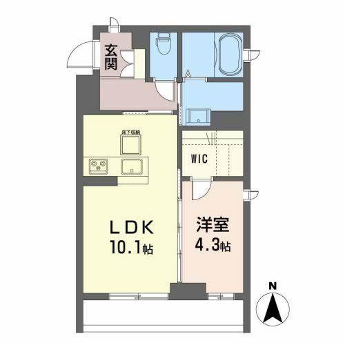 エスポワール宮千代(1LDK/1階)の間取り写真
