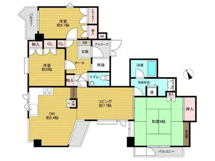 キャニオングラバード常盤台(3LDK/2階)の間取り写真