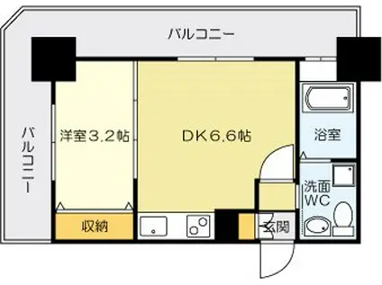 NO.71オリエントトラストタワー(1DK/24階)の間取り写真