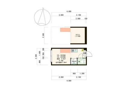 グランテリア西落合(ワンルーム/1階)の間取り写真