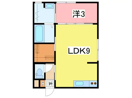 INTEGRAL MINORI(1LDK/2階)の間取り写真