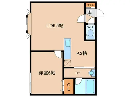 シンフォニー永山A棟(1LDK/1階)の間取り写真