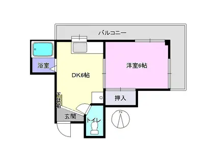 リッチフィールドイン川間(1DK/2階)の間取り写真