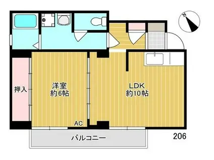 五色コーポ(1LDK/2階)の間取り写真