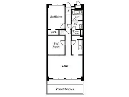 里水マンションB(2LDK/1階)の間取り写真