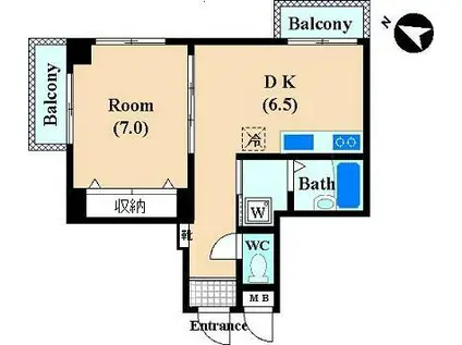 フォルツーナ(1DK/6階)の間取り写真