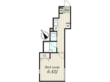 デュオメゾン赤塚ウエスト(1K/1階)の間取り写真