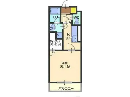名鉄名古屋本線 本星崎駅 徒歩12分 4階建 築18年(1K/3階)の間取り写真