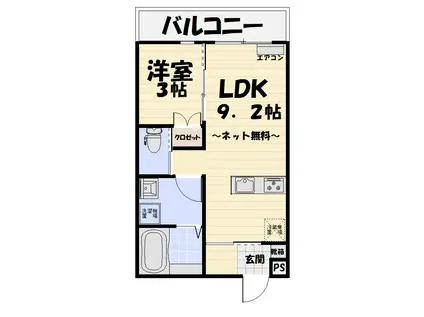 東谷山2丁目マンション(1LDK/1階)の間取り写真