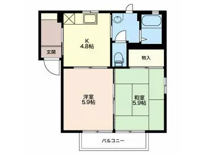 シェル上池田(2K/2階)の間取り写真