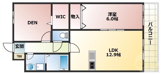 GROOVE豊中レジデンス(1LDK/2階)の間取り写真