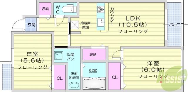 コンフォール(2LDK/2階)の間取り写真