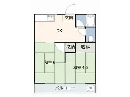 深津荘(2DK/1階)の間取り写真