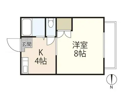 ハイツ矢賀新町II(1K/4階)の間取り写真