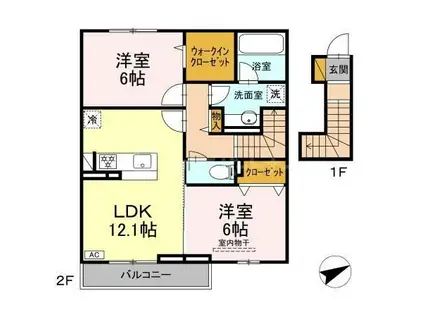 せざんぬ(2LDK/2階)の間取り写真