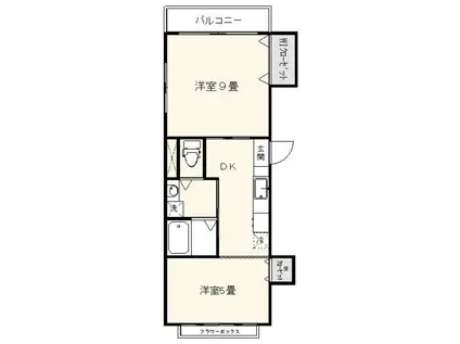 京浜マンション(2DK/3階)の間取り写真