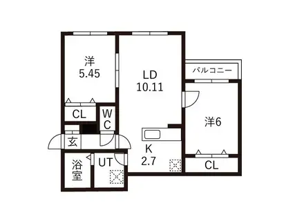 HAPPINES八軒(2LDK/2階)の間取り写真