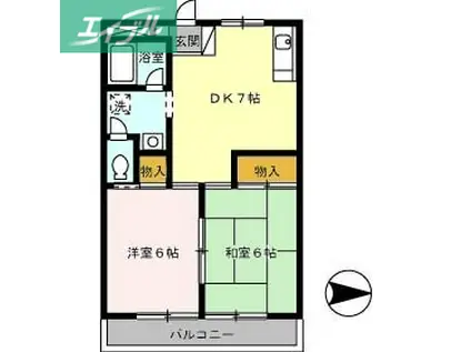 ベルパルク(2DK/3階)の間取り写真