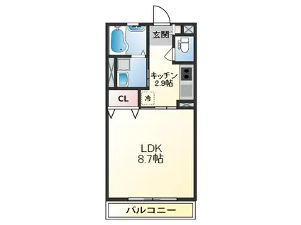 シエスタ別館ノース(1K/3階)の間取り写真