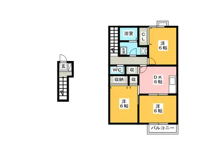 ソレアード A(3DK/2階)の間取り写真