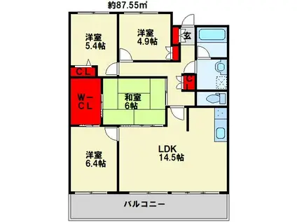 フリーリー守恒(4LDK/7階)の間取り写真