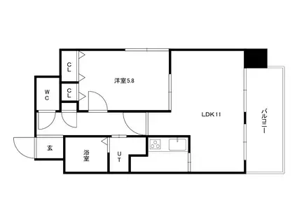 ティアラFCサイド(1LDK/5階)の間取り写真