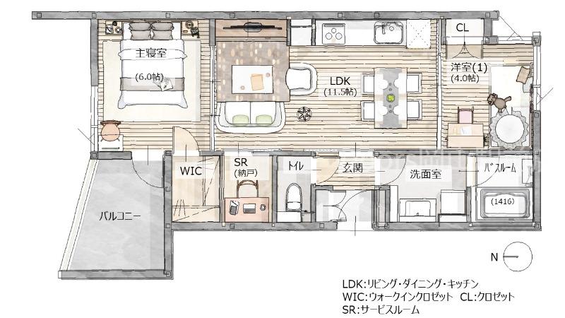 ETENA中仙道西(2LDK/2階)の間取り写真