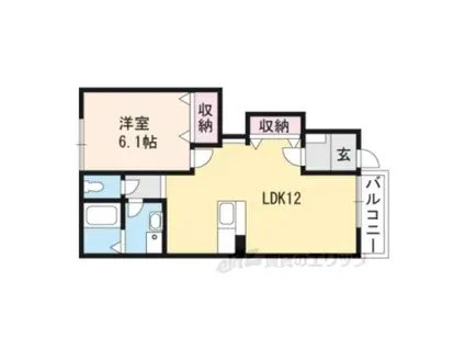 エバーブライト(1LDK/1階)の間取り写真