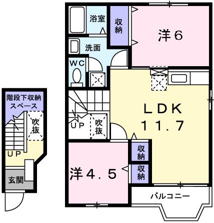 グレイスフルフィールドII(2LDK/2階)の間取り写真