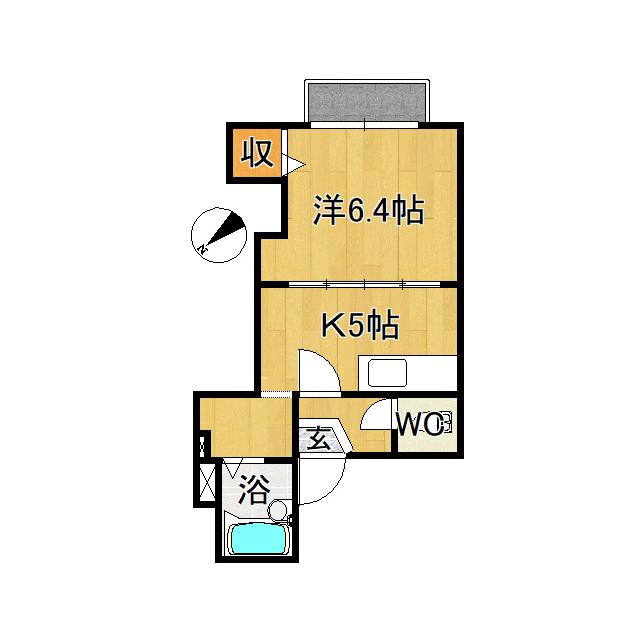 ドミールカサイ(1K/2階)の間取り写真