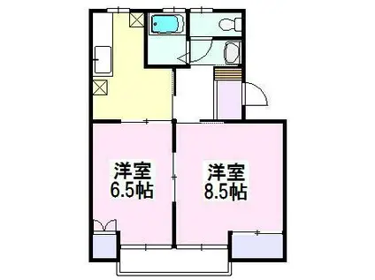 カサブランカ(2DK/1階)の間取り写真