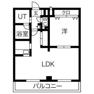 ワイズタワー徳川(1LDK/8階)の間取り写真