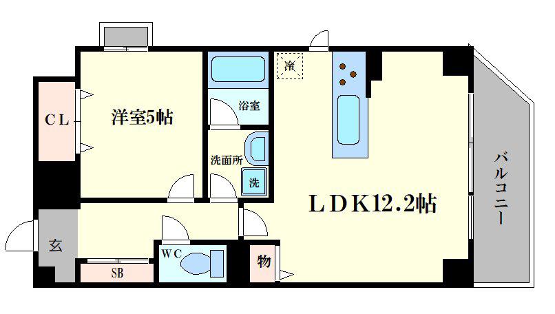 ゼクス九条(1LDK/7階)の間取り写真