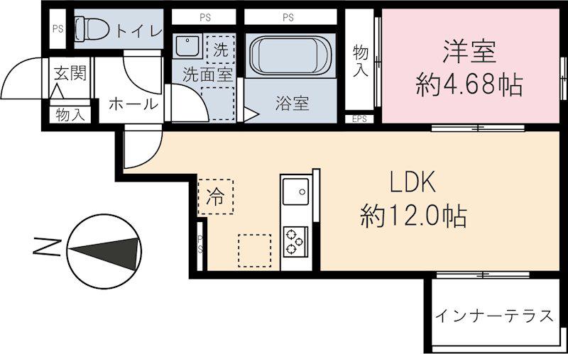 HIKARI(1LDK/1階)の間取り写真
