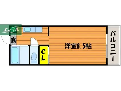 FLAT LEAVES学南町(1K/2階)の間取り写真